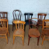 Set of 8 mismatched vintage bistro chairs
