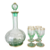 Carafe à liqueur avec ses verres en verre vert et doré