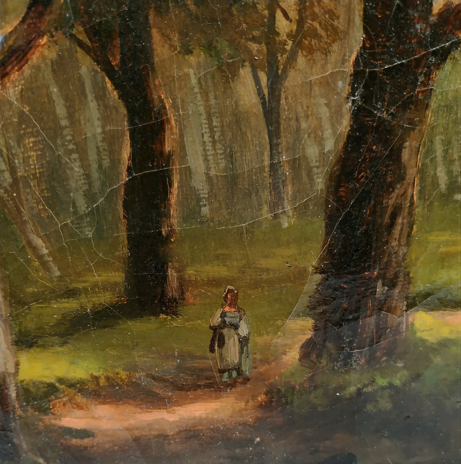 Under wood and character - oil on canvas 19th