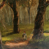 Under wood and character - oil on canvas 19th