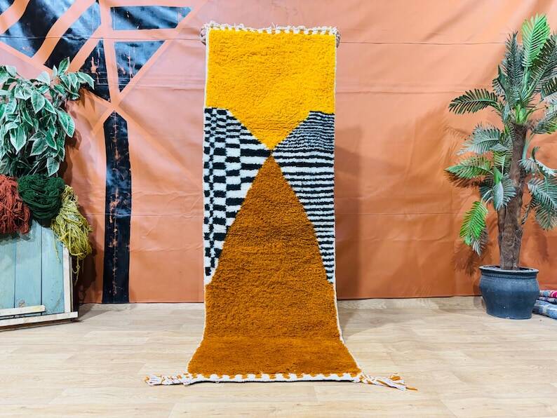 Handmade wool runner rug 300cmx70cm