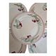 Set of 6 flat plates Boch La Louvière Belgium model 2460 with polychrome cherry decoration.