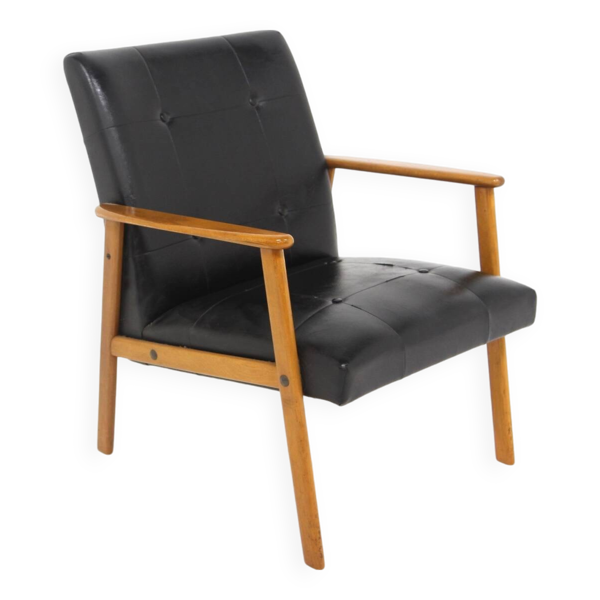 Fauteuil scandinave en skaï ,Suède, 1960