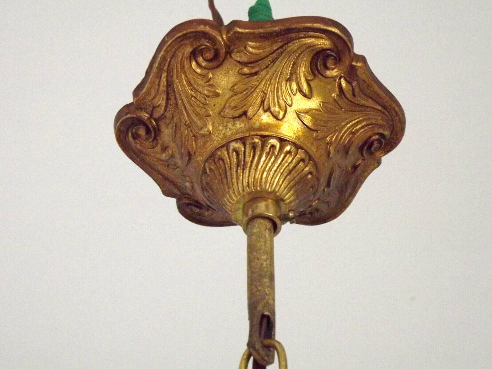 1900s Brass and Crystal Cascade Chandelier