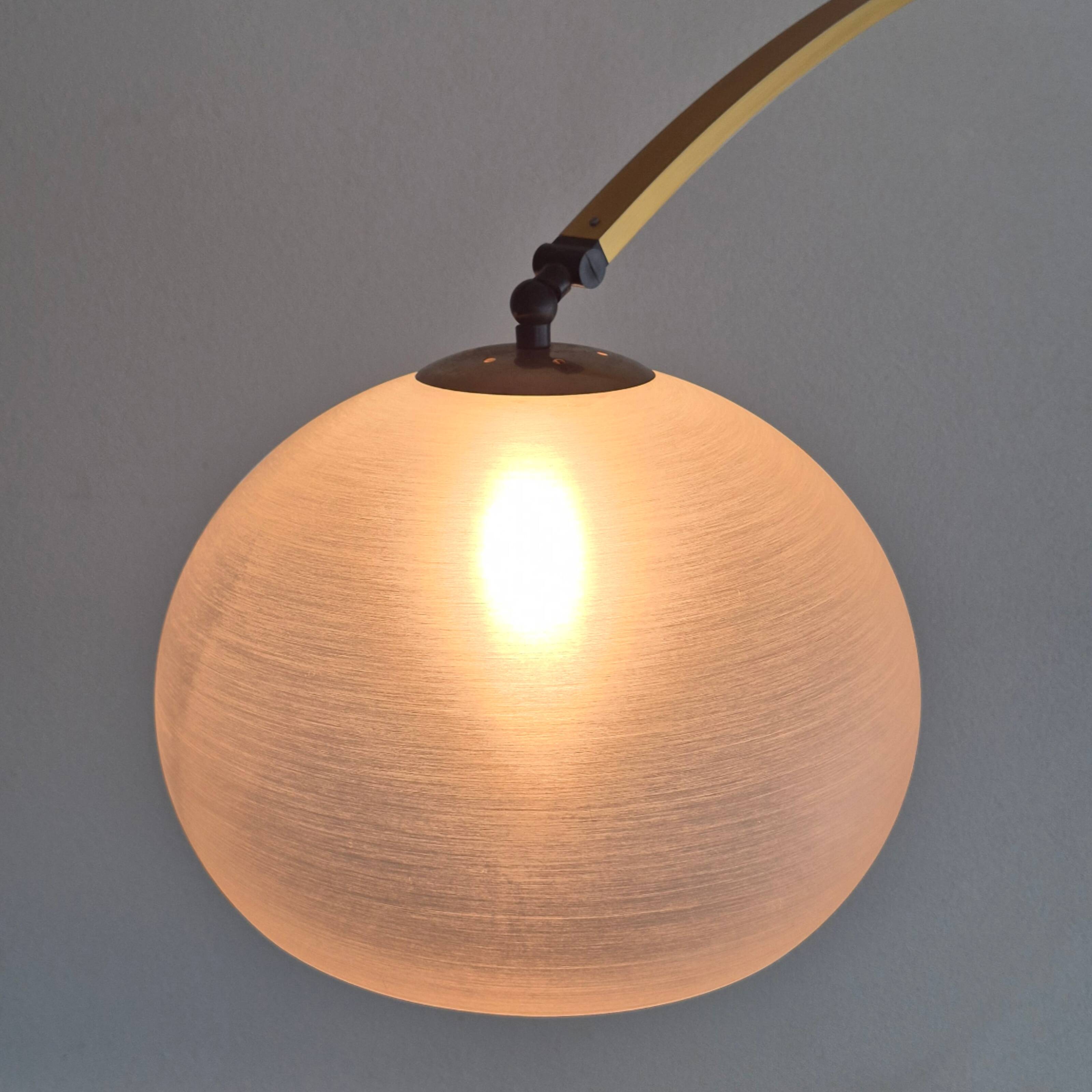 Space age Guzzini arc lamp with travertine base, Italy 1960s