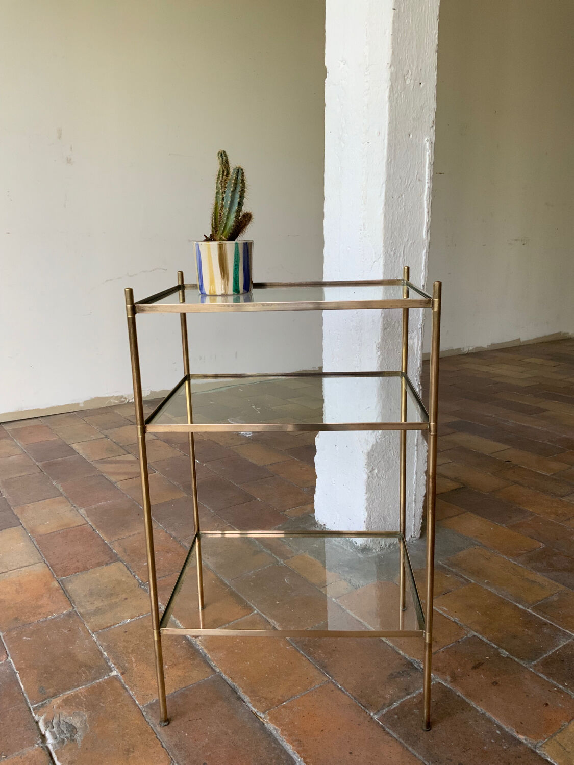 Brass and glass side table