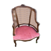 Fauteuil en noyer et cannage style Louis XV