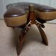 Brutalist Bedouin Camel Saddle Stool Ottoman in leather,1970s