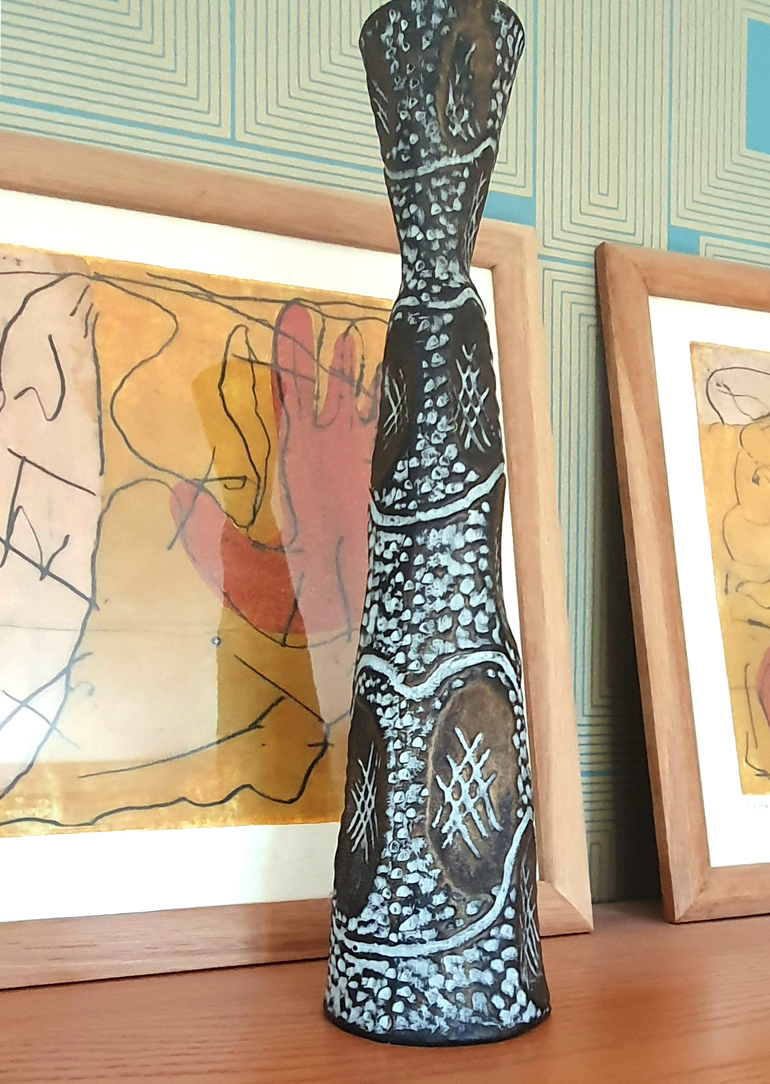 Vase vallauris black and gold