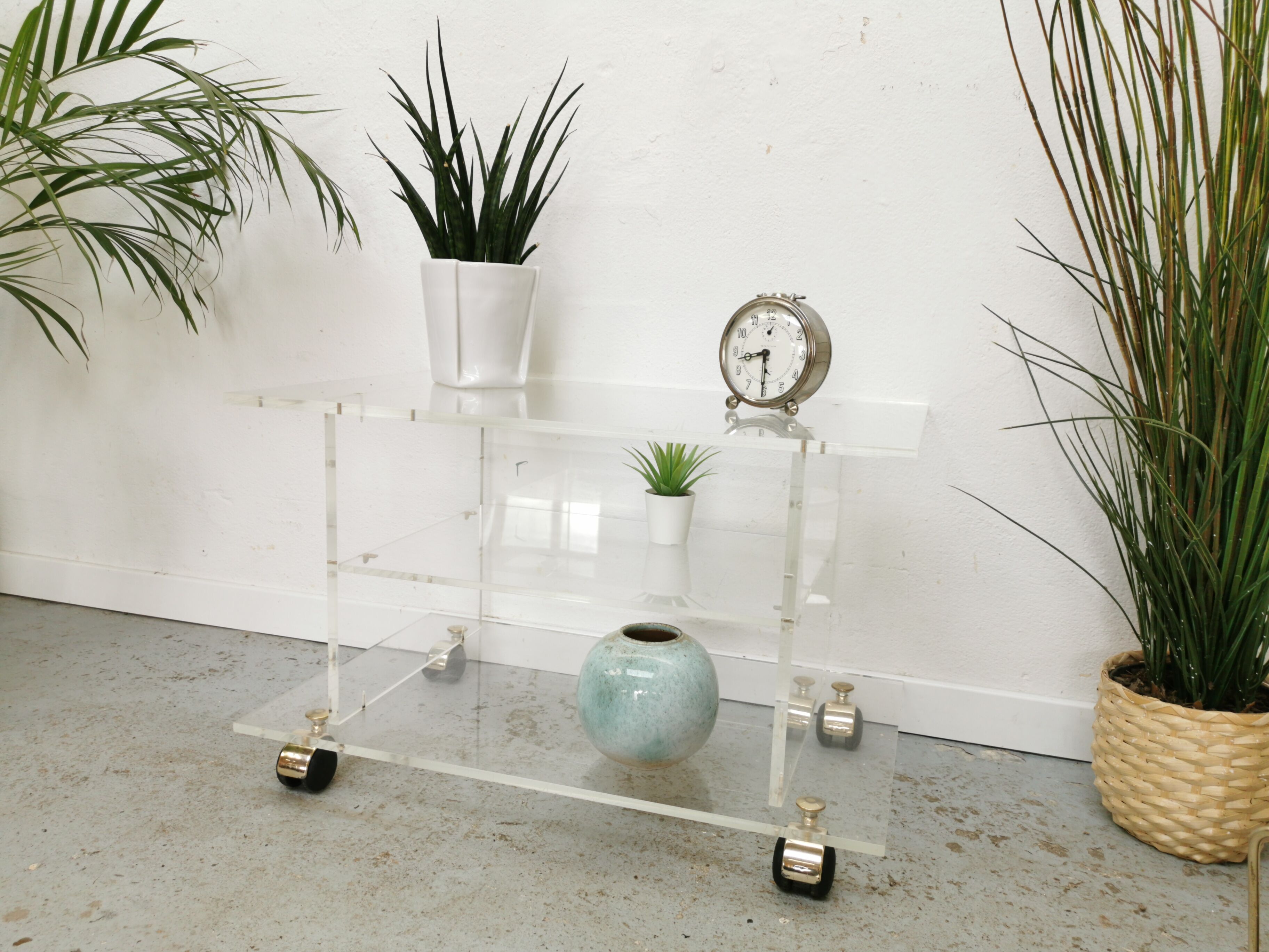 Vintage TV furniture David Lange plexiglass