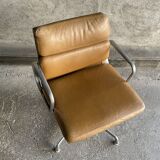 EA 208 camel leather armchair by Charles Eames for Herman miller