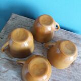 Large Arcopal France Volcan model mugs from 1970, caramel mustard