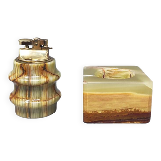 1960s Gorgeous Smoking Set in Onyx. Made in Italy