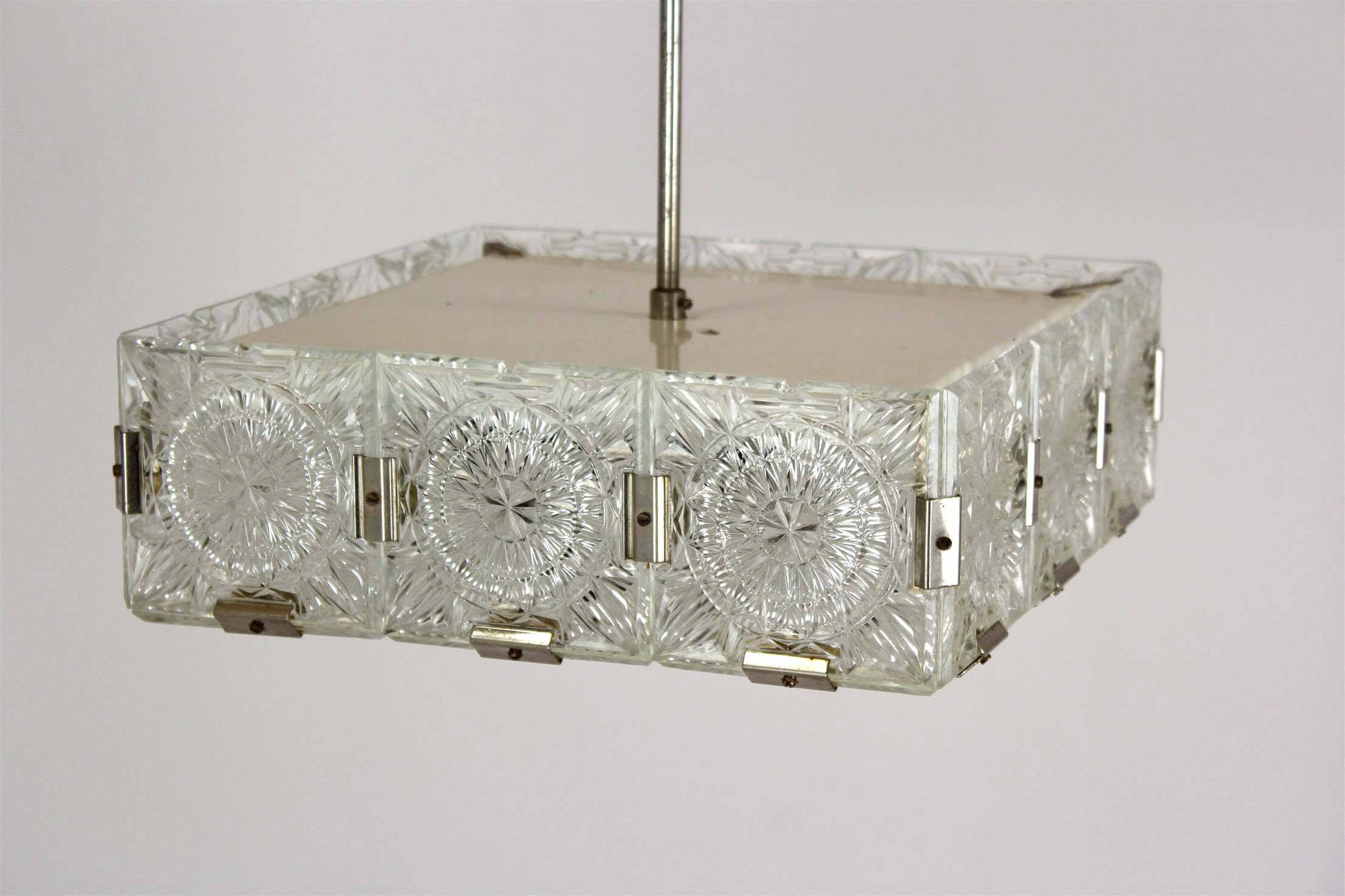 Vintage Sculptural Glass Pendant Lamp by Kamenický Šenov, 1970s