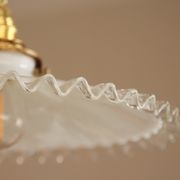 Hanging lamp opaline undulating old lampshade white glass