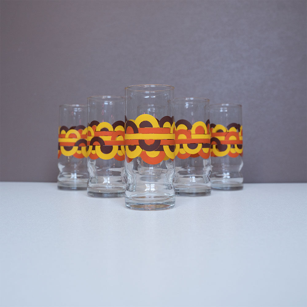 Set of long drink glasses, 70s