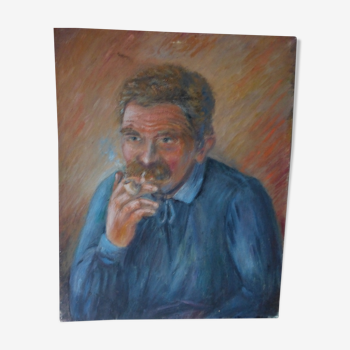 Tableau huile sur toile portrait d'homme