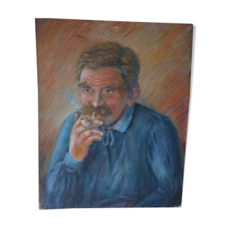 Tableau huile sur toile portrait d'homme