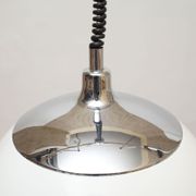 Suspension en plastique blanc et chrome 1970s