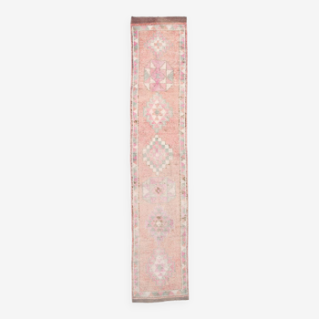 2x12 narrow pastel turkish runner rug, 74x380cm