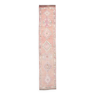2x12 narrow pastel turkish runner rug, 74x380cm