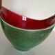 Leon elchinger soufflenheim - red and green ceramic fruit basket with handle