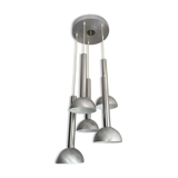 Vintage pendant lamp, chromed and brushed metal, France 1970