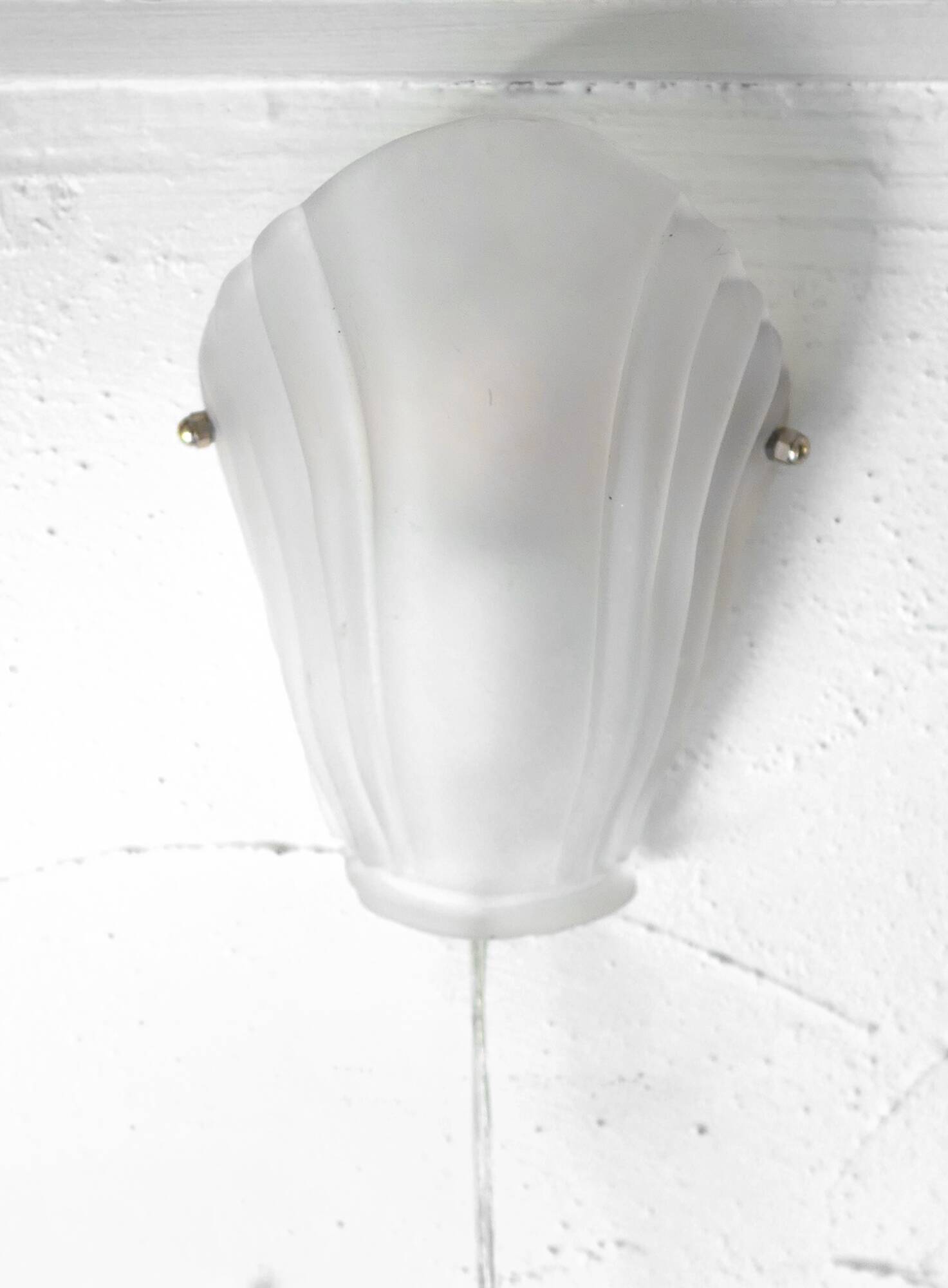 Frosted glass wall light in Art Deco style from the 1980s.