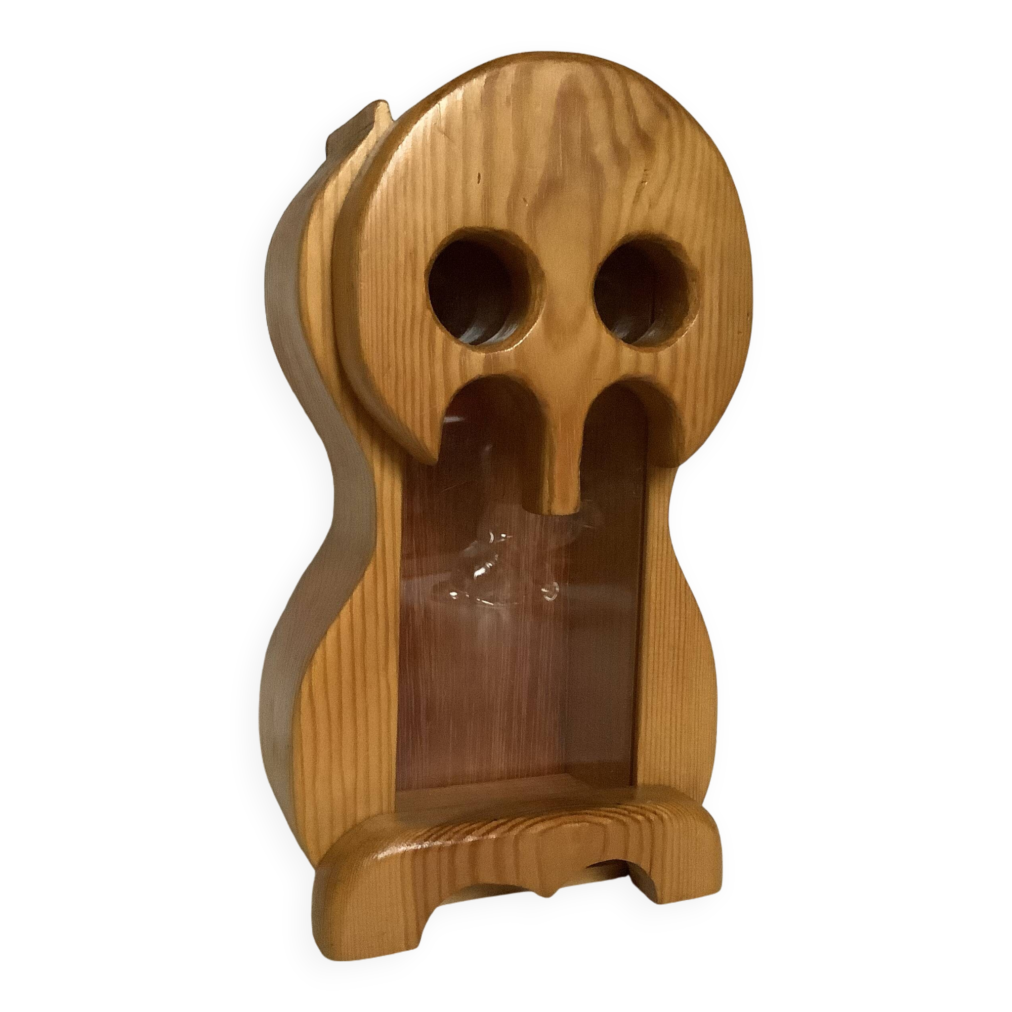 Owl piggy bank made of Scandinavian wood and plexiglass