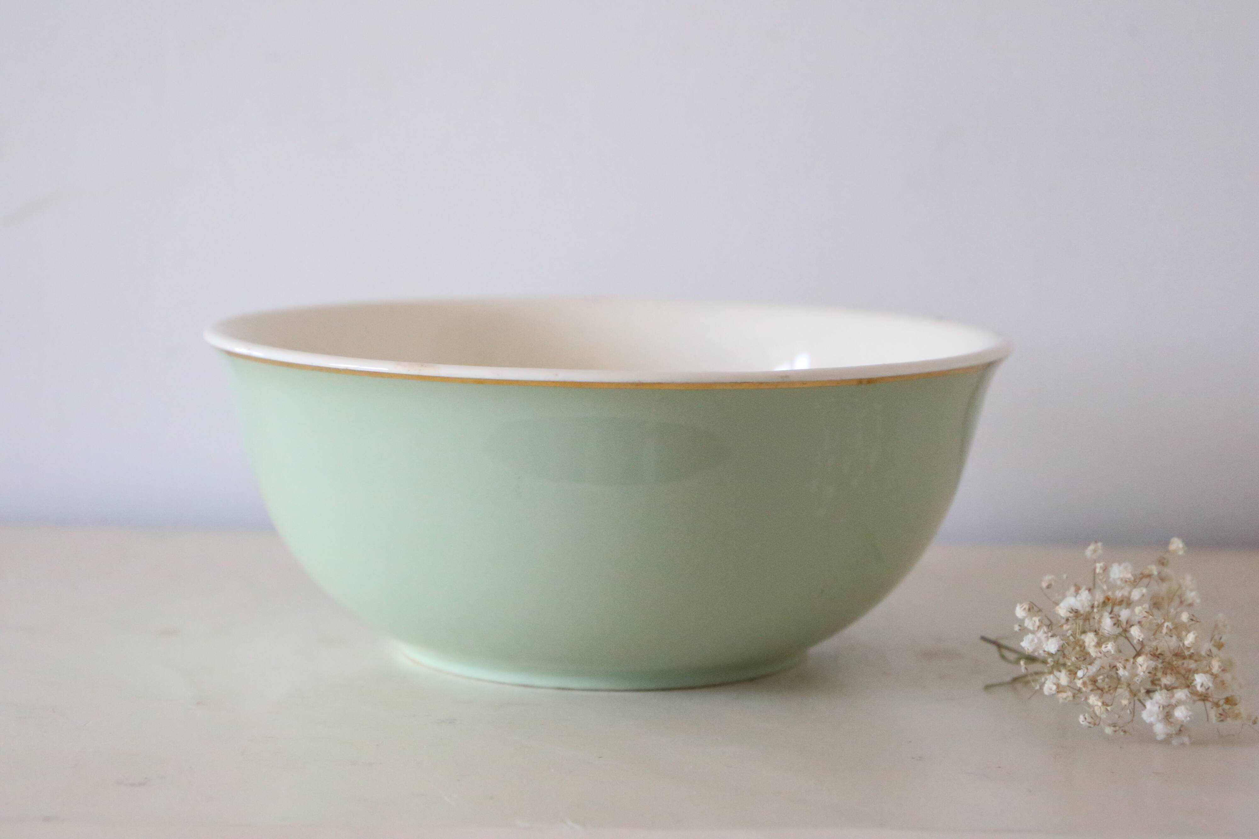 Green mint salad bowl, Villeroy and Boch, vintage
