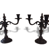 Pair of candlesticks in silver metal