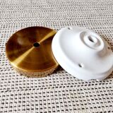 Suspension with vintage white opaline globe