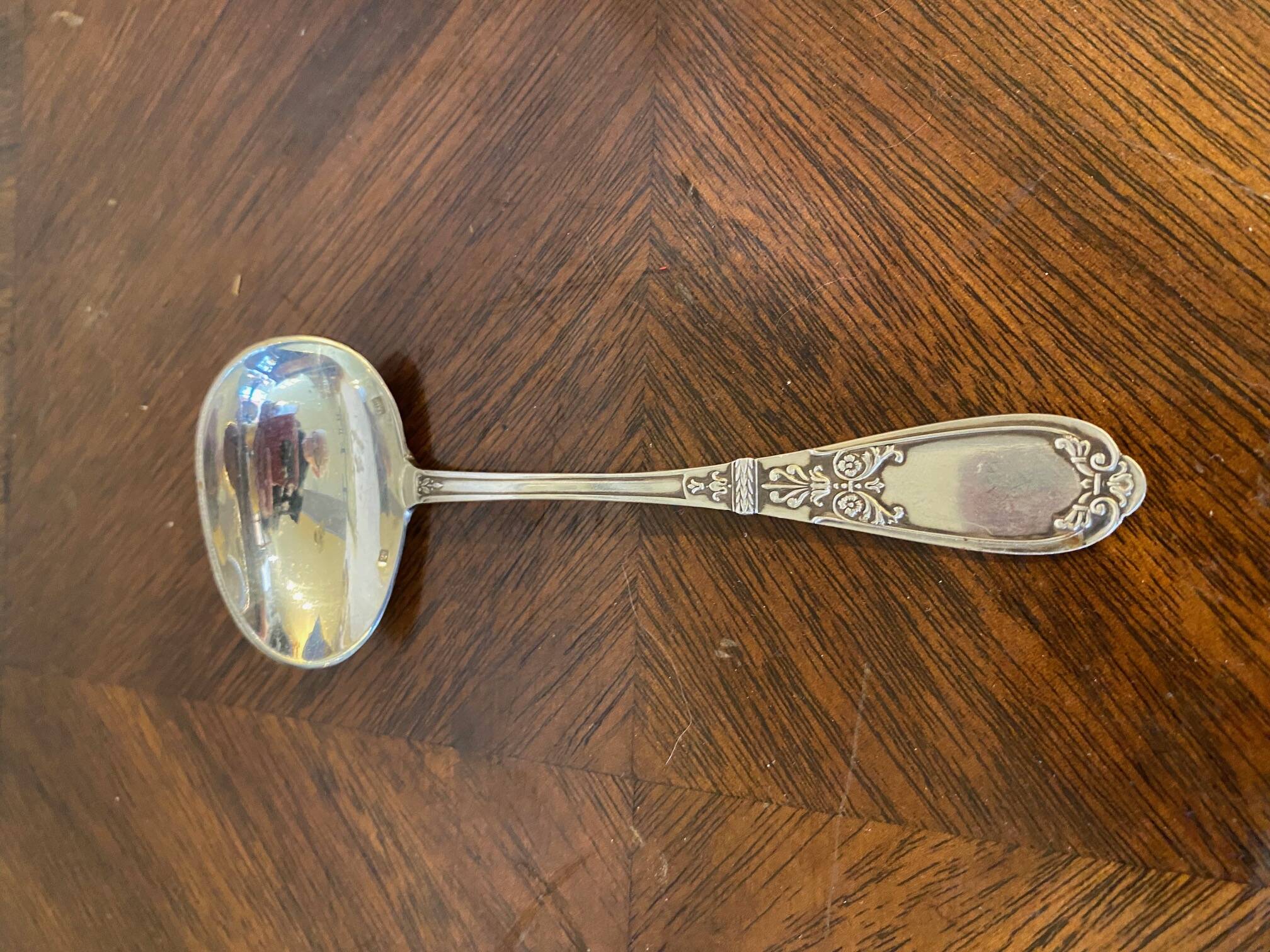 Porridge spoon silver plated goldwork felix freres floral decoration