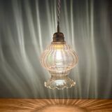 Vintage amber glass globe pendant light