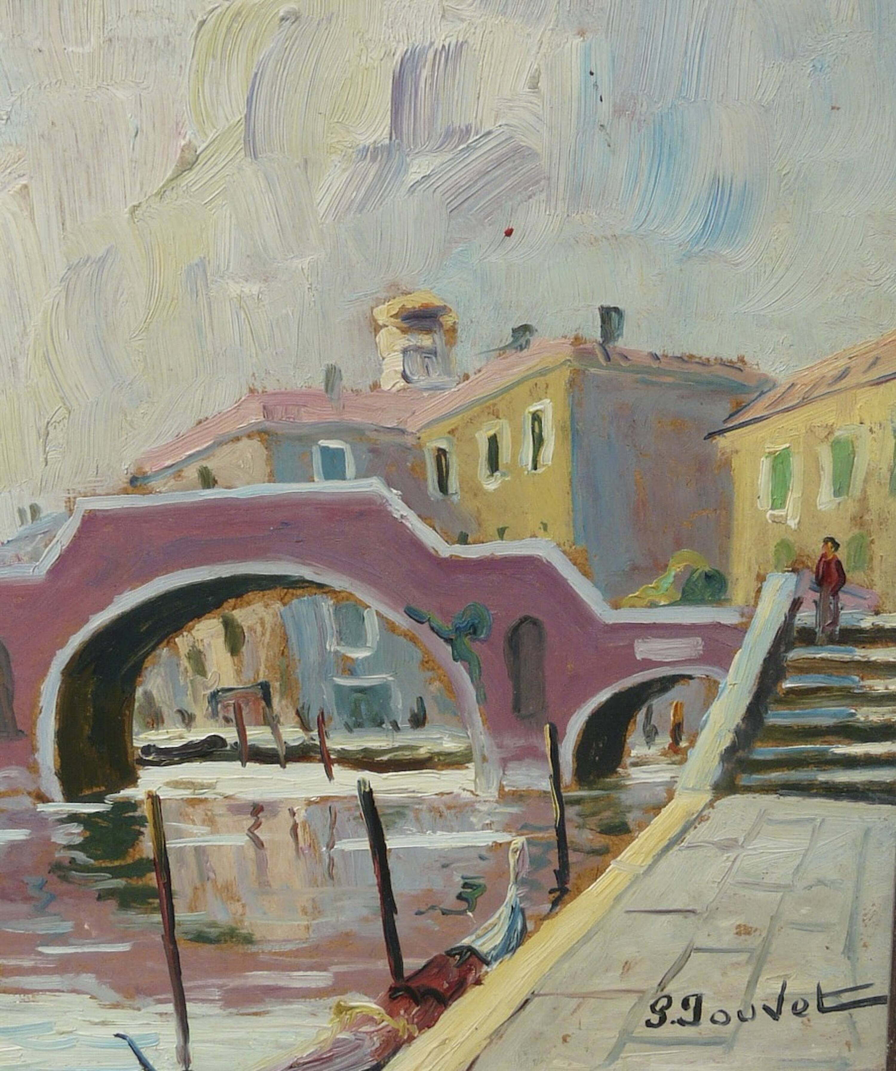 Painting by Paul Jouvet, Venice bridge