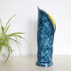 Handmade ceramic vase, glazed blue and yellow, vintage