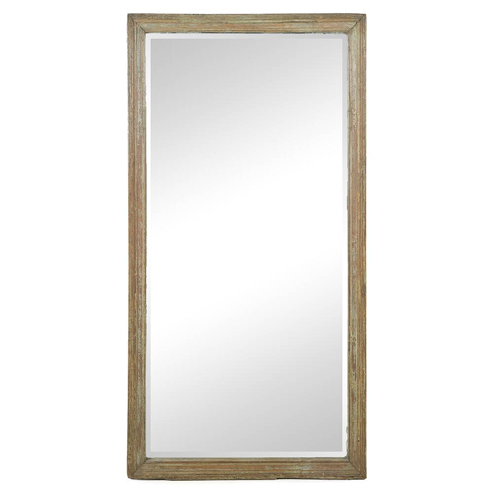 Grand miroir mural à cadre en bois massif patiné