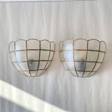 Paire d'appliques en nacre et laiton 1950 luminaire ancien décoration