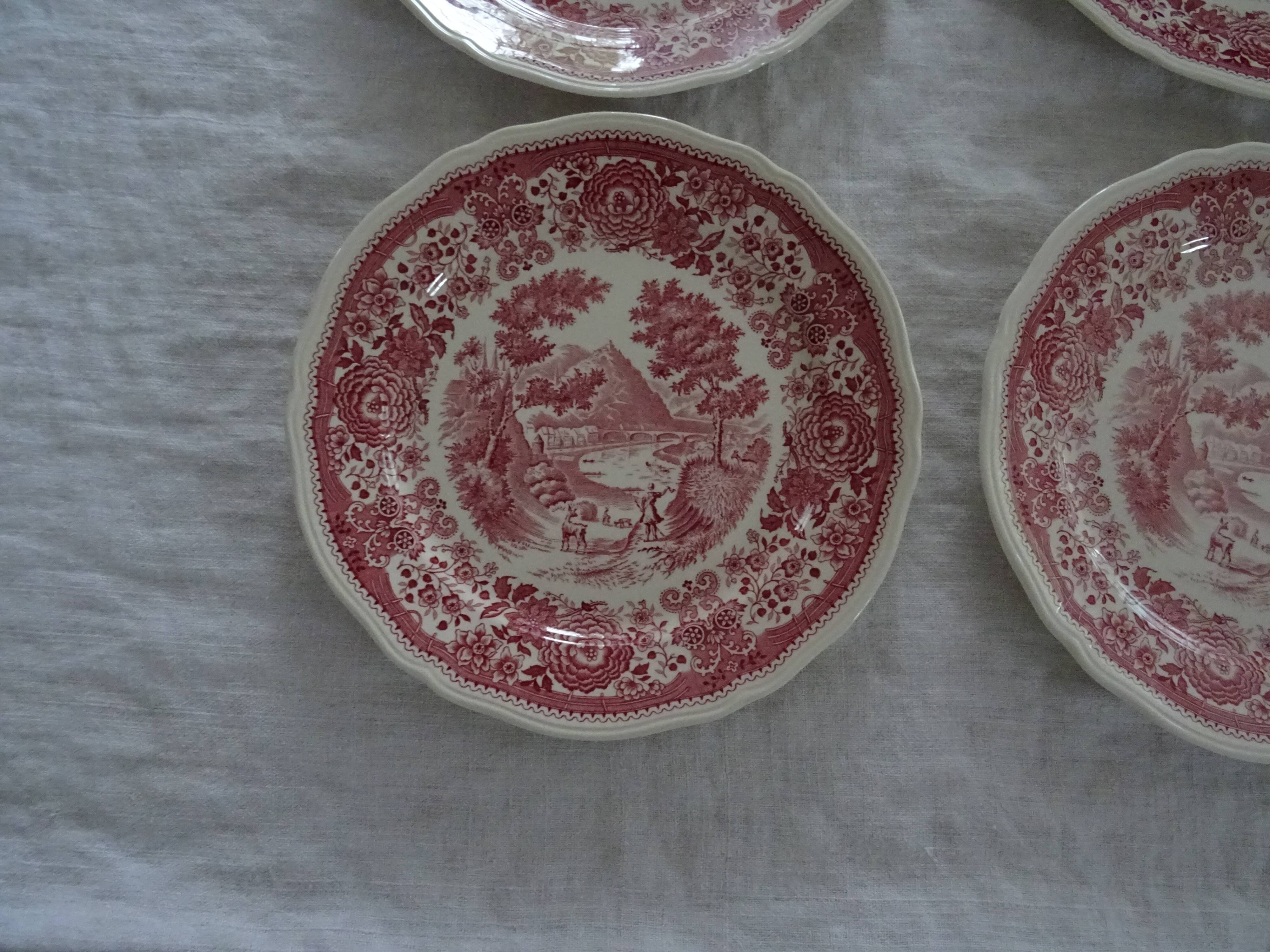 4 flat plates Villeroy and Boch Burgenland pink décor