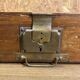 Old wood and brass box, decoration loft workshop, furniture of trades