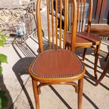 6 chaises Baumann en bois et simili cuir