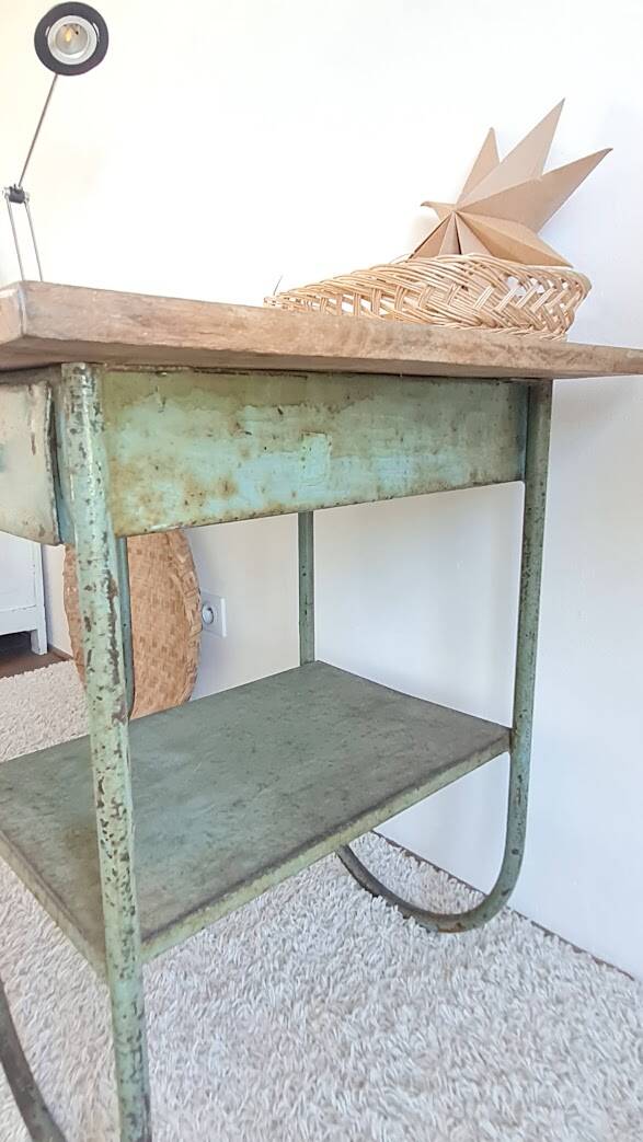 Wood and metal desk circa the 1950s.
