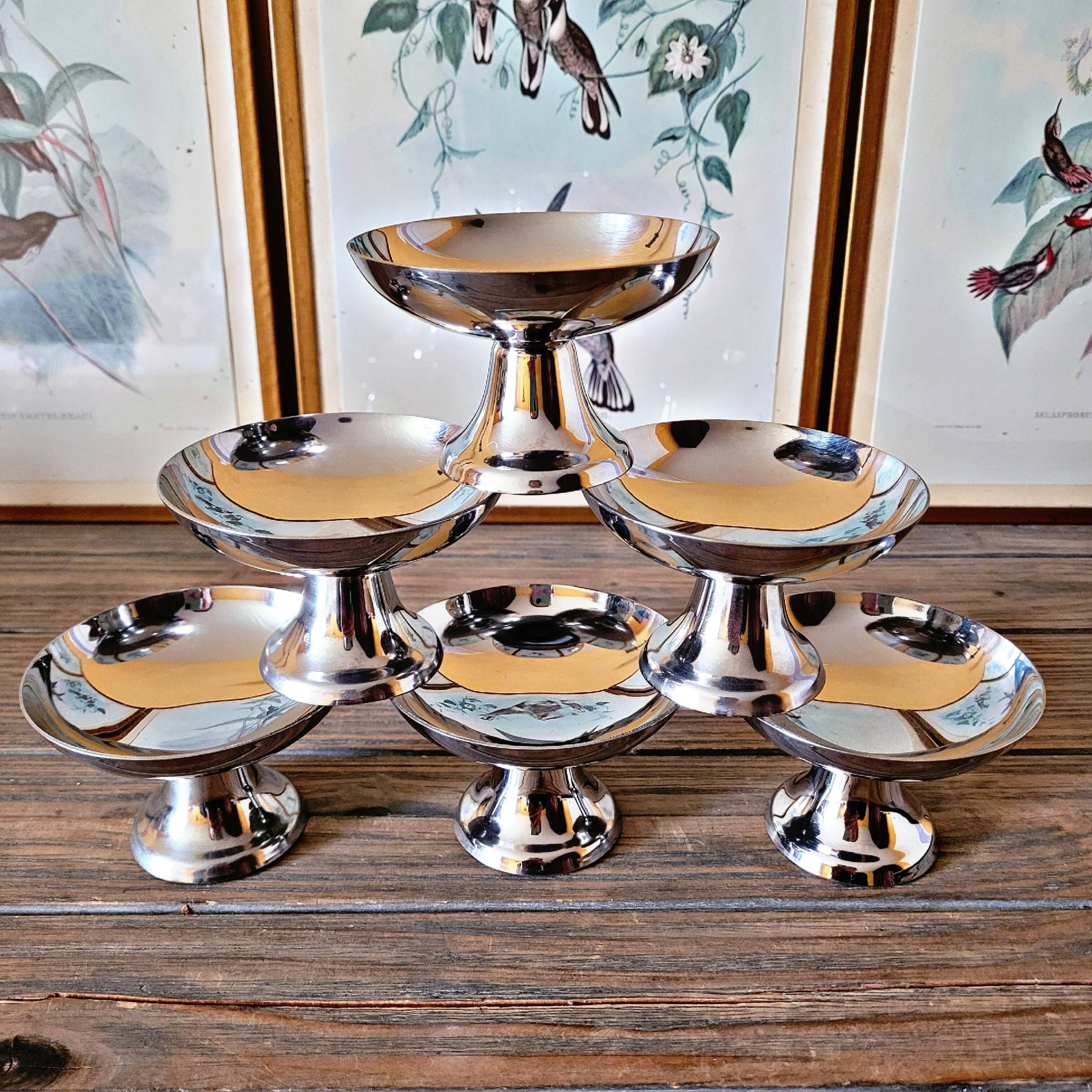 6 vintage stainless steel ice cream cups by Guy Degrenne (dessert, sorbet)