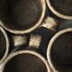 Set of 6 cups in vintage pyrite and glazed stoneware