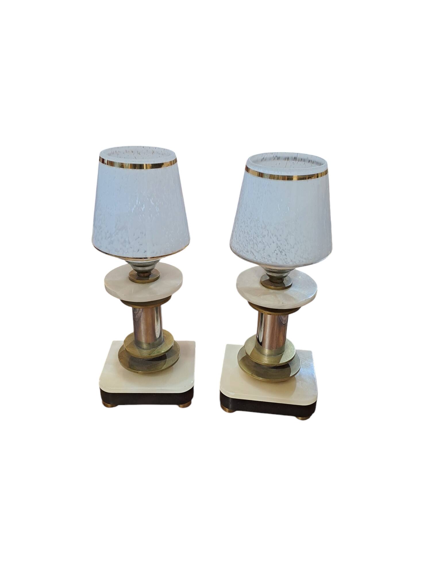 pair of art eco / onyx and Murano glass bedside tables