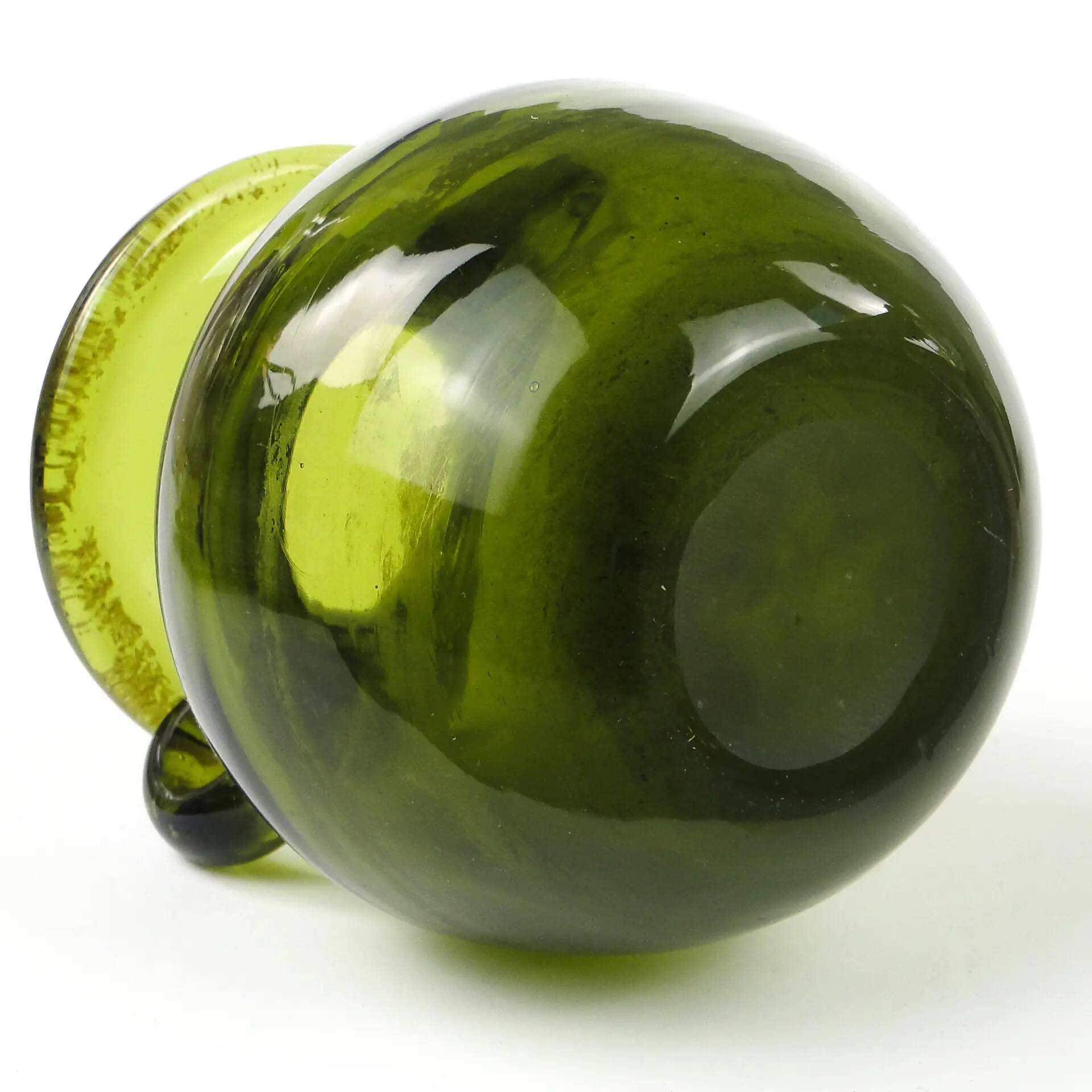 Modernist vase, olive glass, designed by J. Słuczan-Orkusz, Poland, 1970s