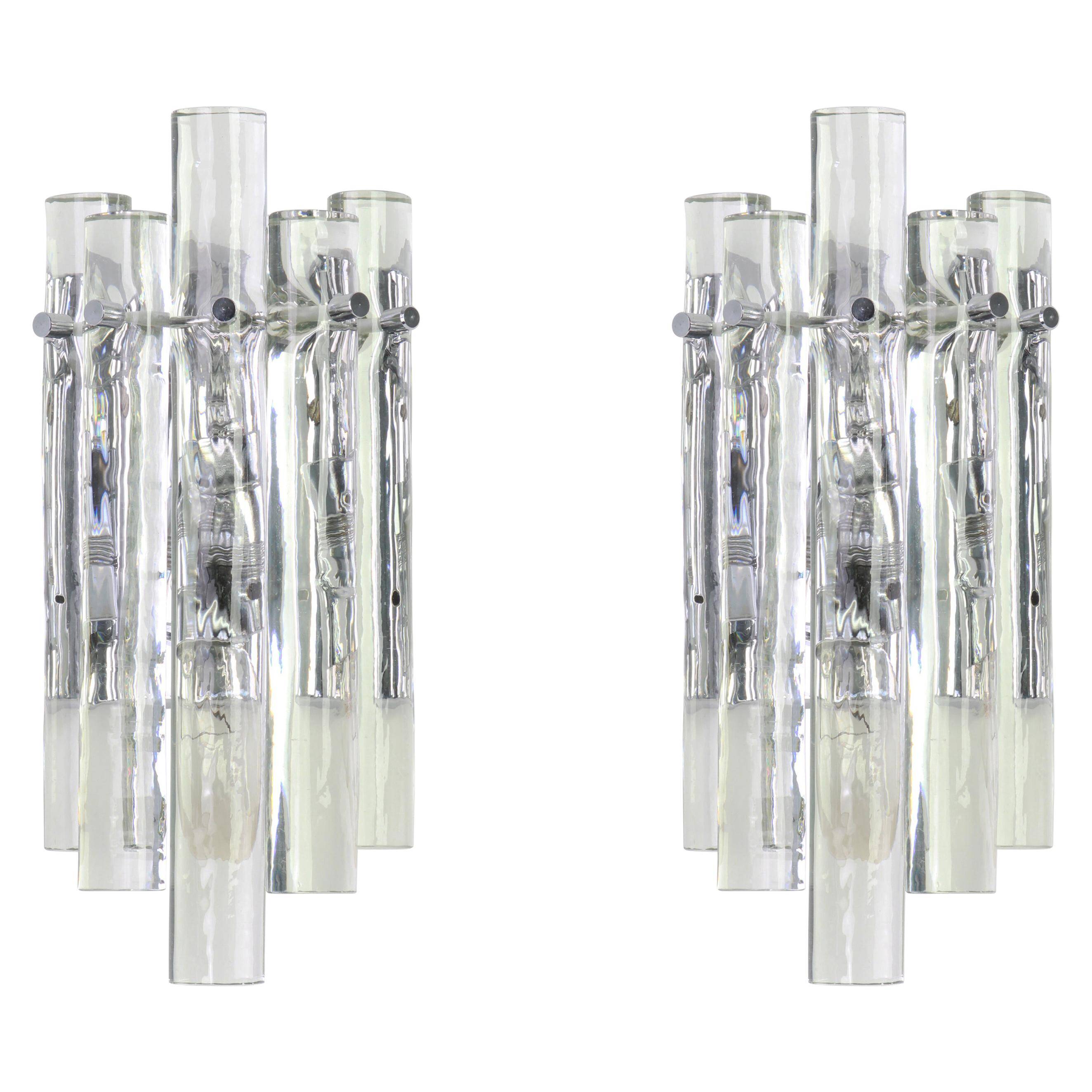 Superb Crystal Stem Wall Lights by Kinkeldey, Germany, 1970s