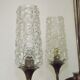 French vintage retro chandelier with 4 lights in brass and bronze with cut glass shades.