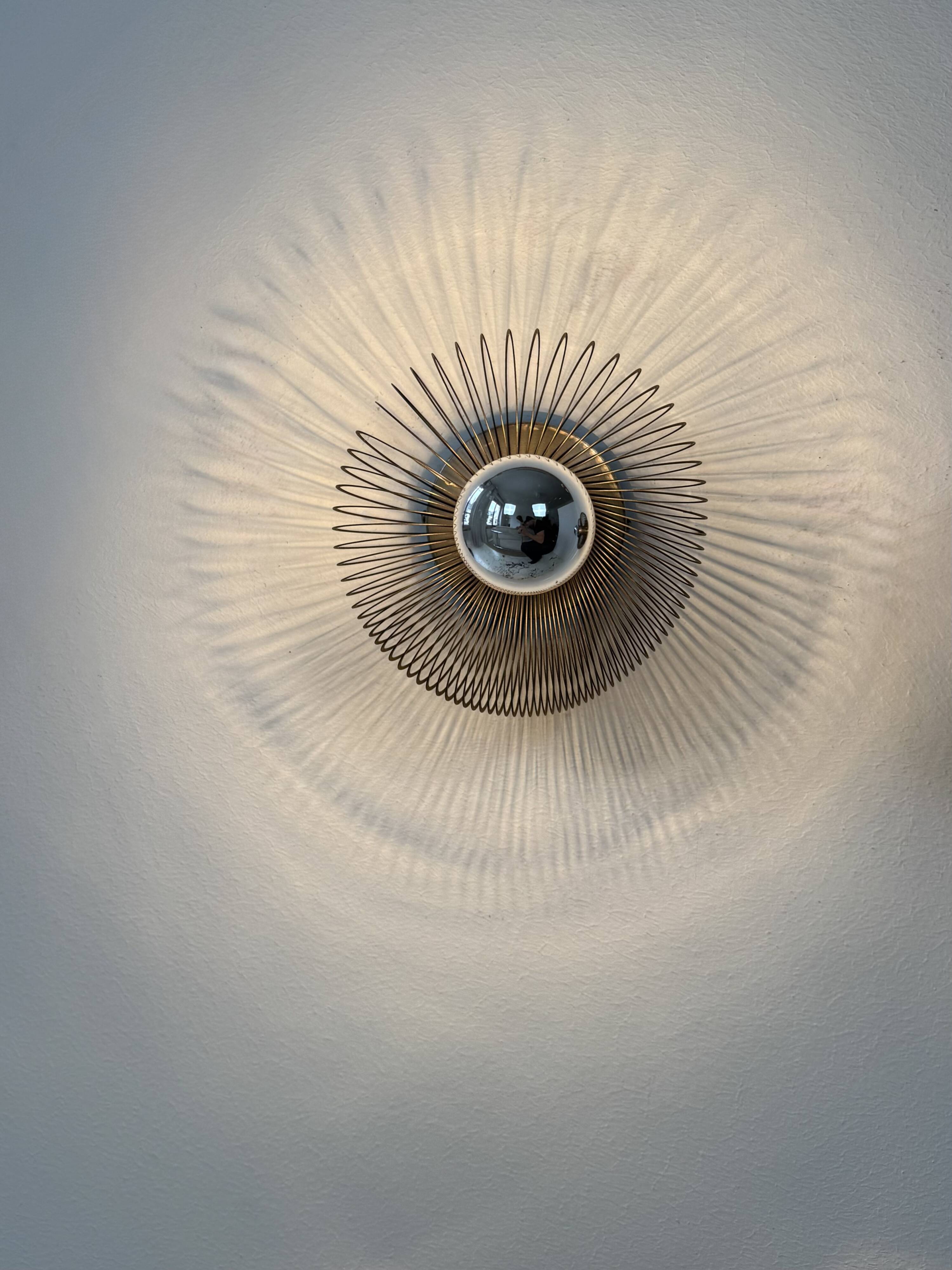 Set of 3 vintage wall lights, metal, France, 1970.