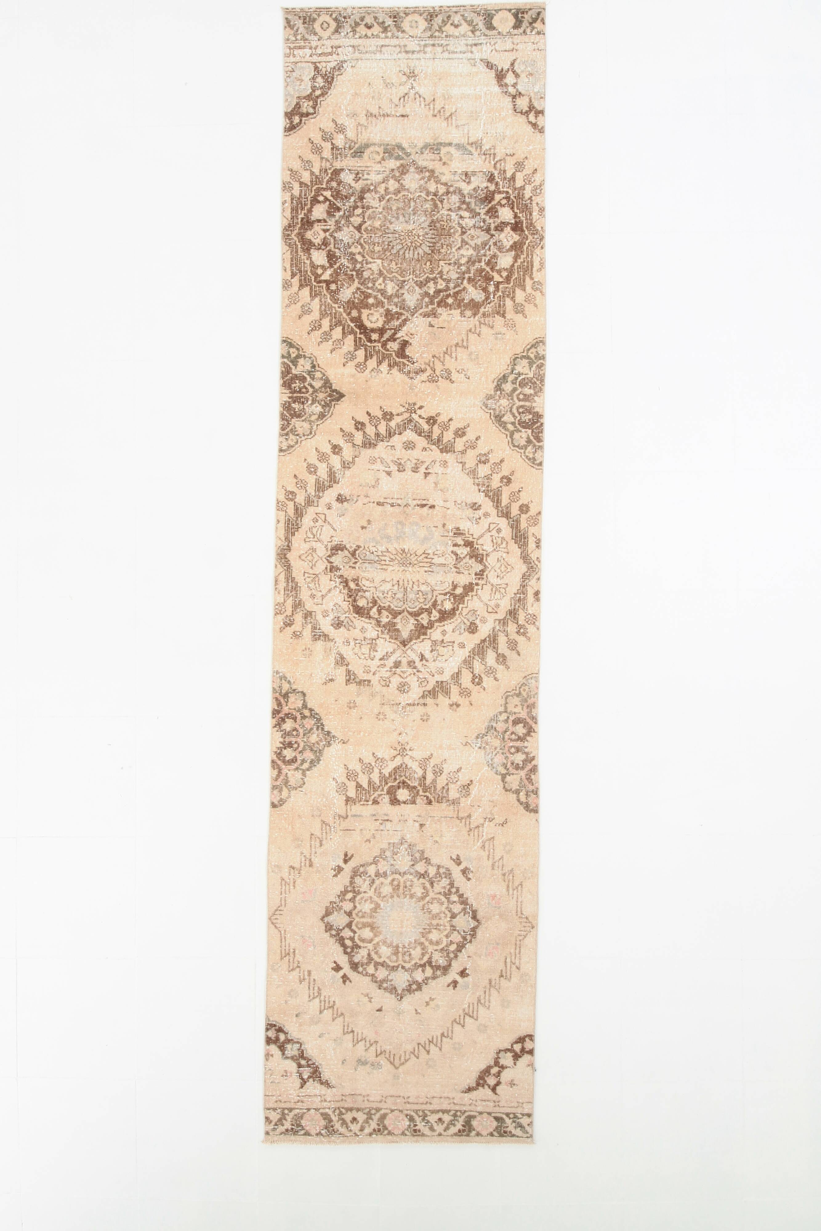 3x12 Brown & Beige Classic Persian Runner Rug, 90x379Cm